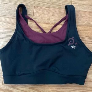 Peloton Sports Bra - black & burgundy - Size Medium